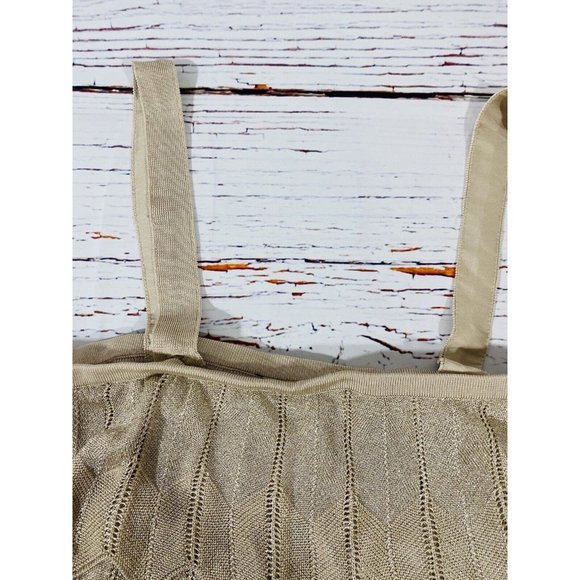 Gold Flapper Style Tank Womens Knit Shimmer Chevron Adjustable Straps Roaring 20 - Picture 6 of 8